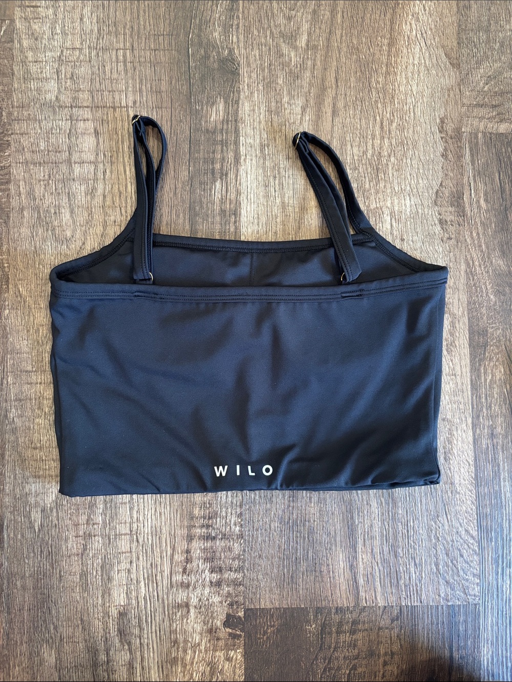 Wilo Women's Black Sports Bra Tank - Supportive Strappy Design
